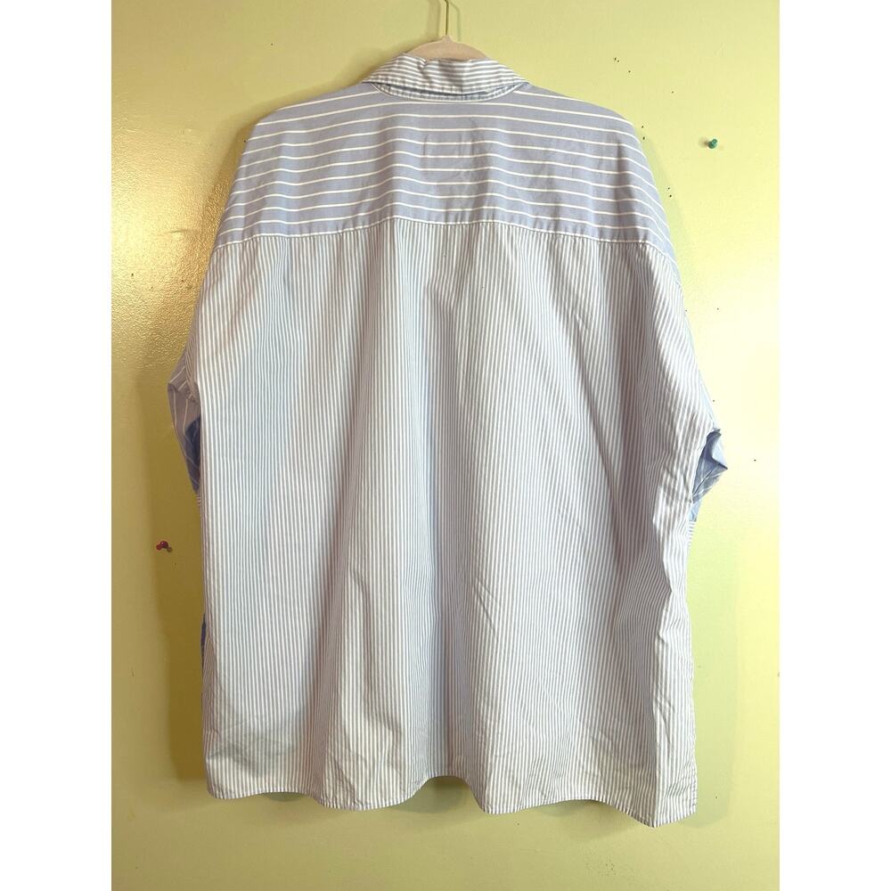 MADELEINE Mode GmbH Blue & White Striped Button Up 3/4 Sleeve Shirt | Size 16 - Picture 2 of 15